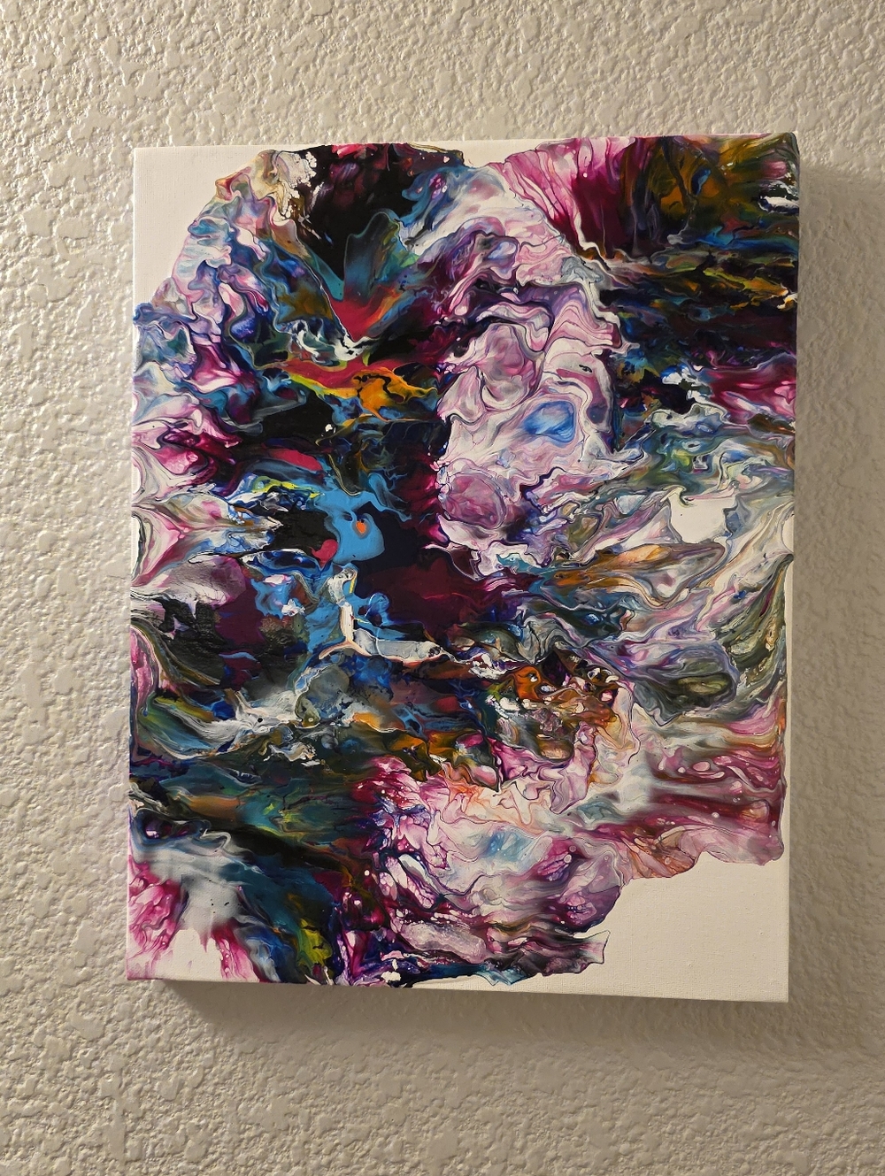 Colorful Abstract Fluid Canvas in Pink, Purple & Blue Hand Poured One Of A Kind!